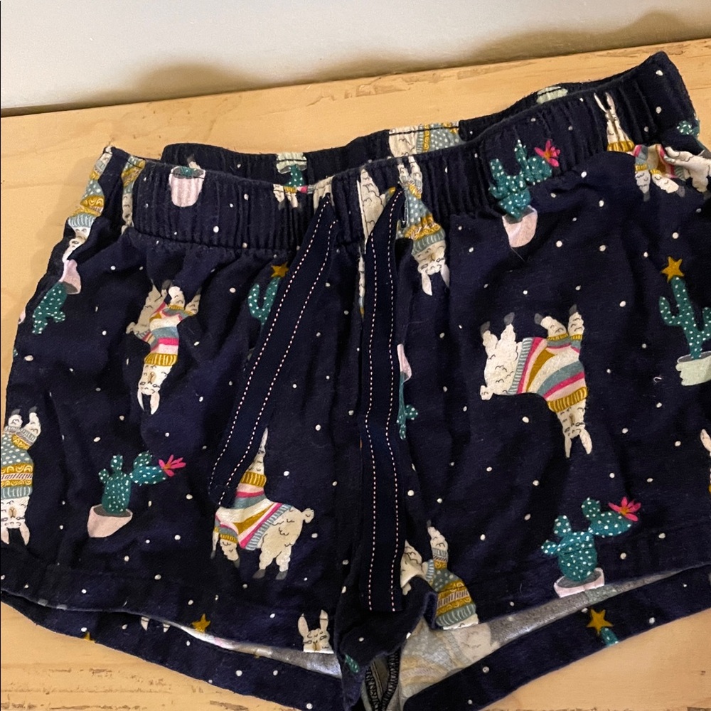 Old Navy Navy Blue Llama Print Sleep Shorts
